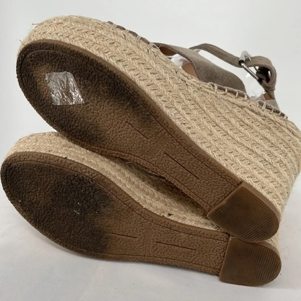 Dolce Vita Wedge Sandals Taupe 6.5‎ Shae Leather Ankle Strap Beige Heels